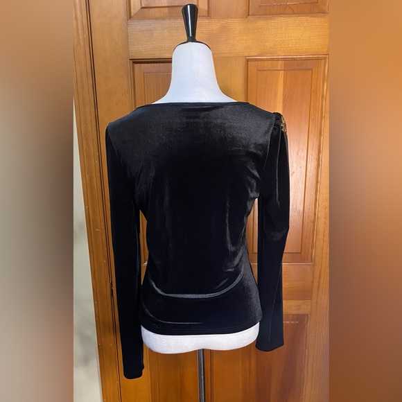 NWOT Elegant Black and Gold Embellished Top - Picture 3 of 6